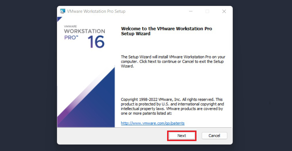 مرحله اول نصب نرم افزار VMware Workstation
