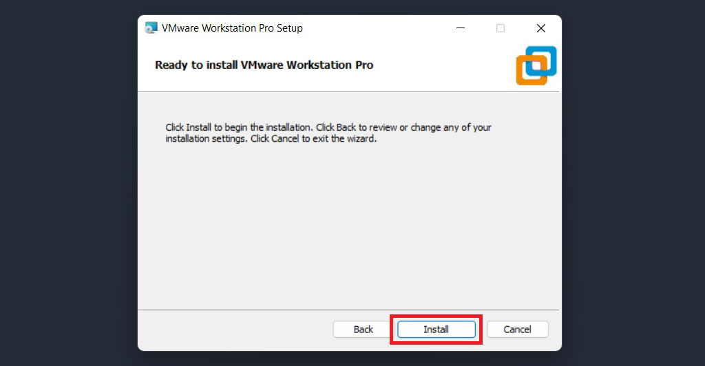 مرحله نهایی نصب نرم افزار WMware Workstation