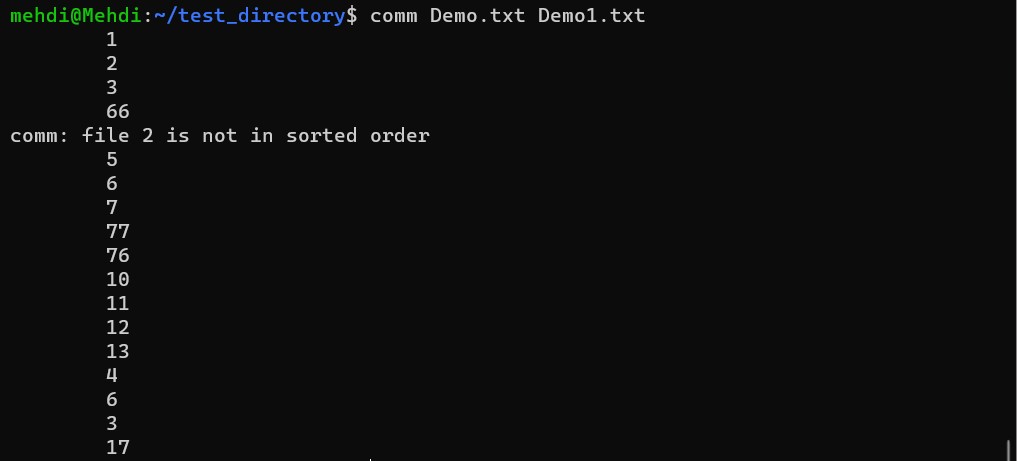 comm یکی از پرکاربردترین دستورات لینوکس