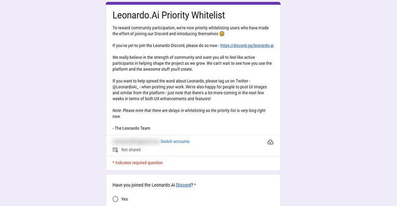 ساخت حساب کاربری leonardo ai_ -مرحله هشتم