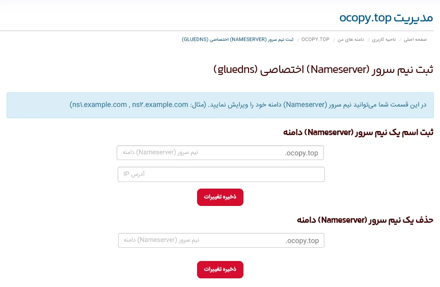 پنل تنظیم نیم سرور