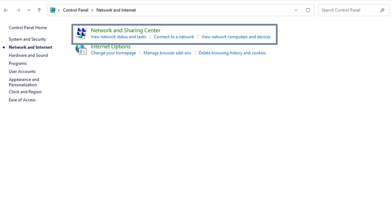 Network and Sharing Center
