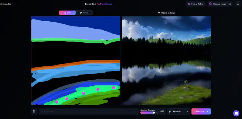 آموزش استفاده از هوش مصنوعی leonardo.ai، Realtime Canvas