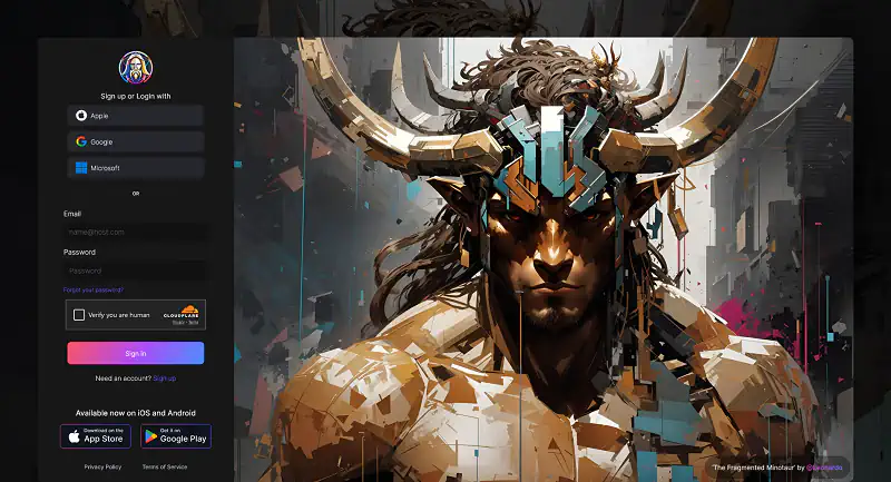 استفاده از لئوناردو، ثبت نام یا ورود به حساب کاربری