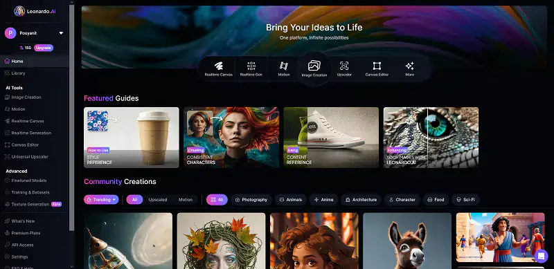 آموزش استفاده از هوش مصنوعی leonardo.ai، ورود به صفحه اصلی