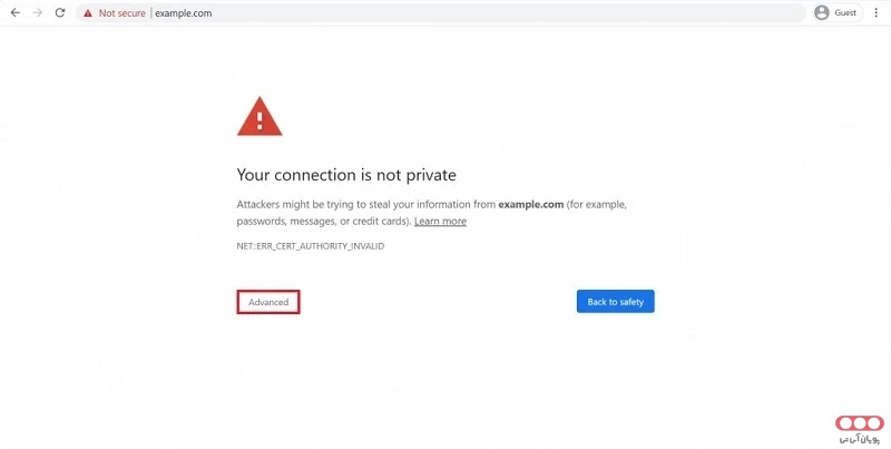 خطای اتصال شما خصوصی نیست