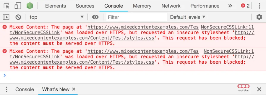 نمایش-mixed-content-در-developer-console