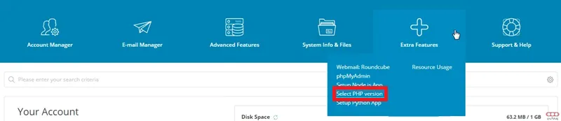 انتخاب Select PHP Version در دایرکت ادمین